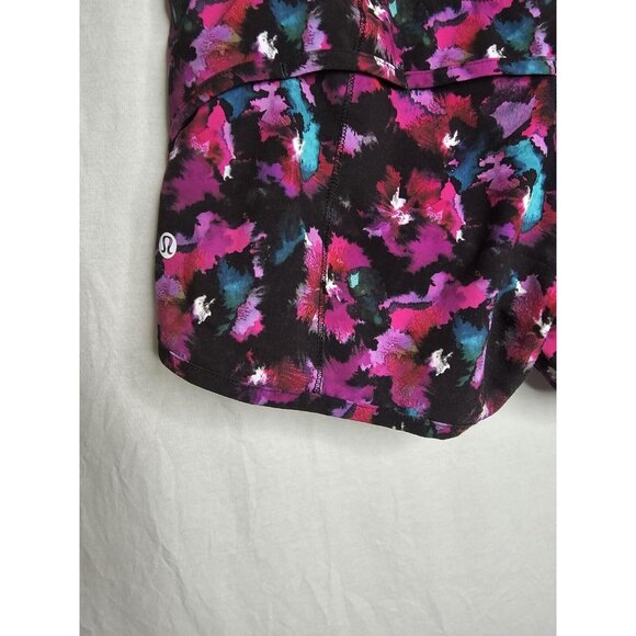 Lululemon Speed Short Mini Midnight Bloom Black Deep Fuschia Size 6 - Picture 3 of 11